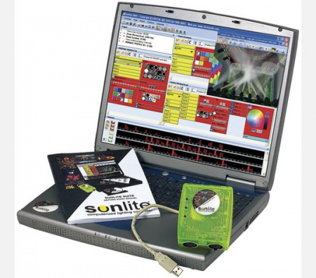 Управление светом DMX контроллер SUNLITE SUITE2-FC+ + ноутбук